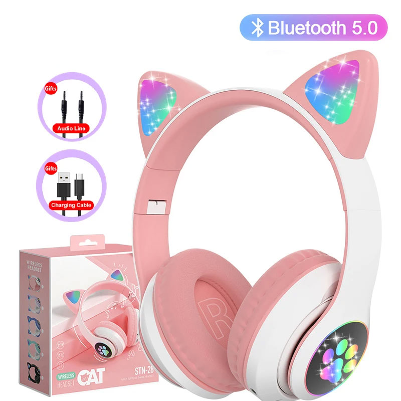 Outdoor Sport Activities For Kids - Flash Lamp Cute Cat Ears Headphone