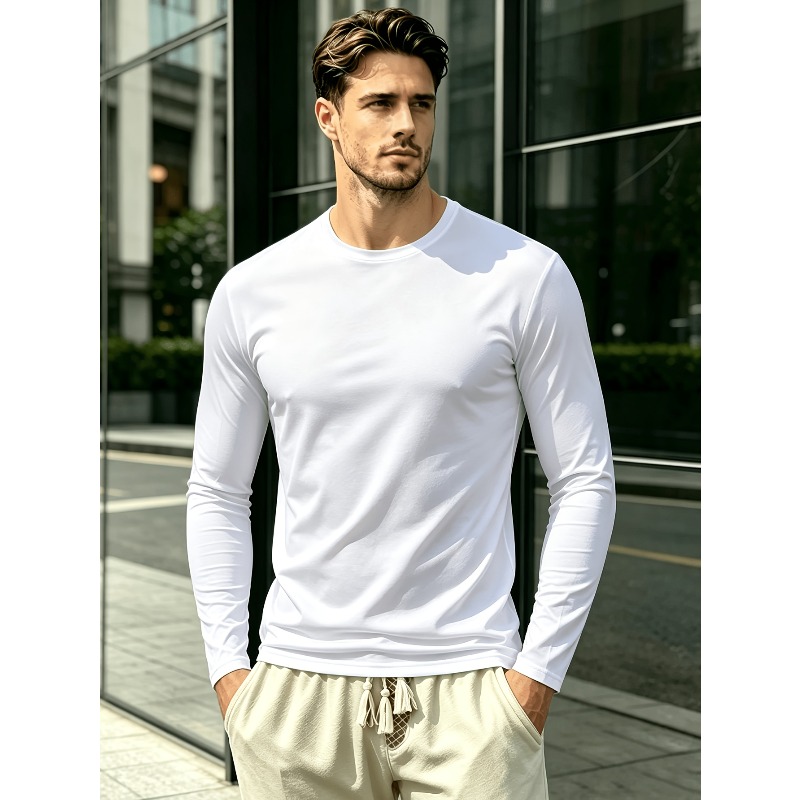 Outdoor Sportswear - Solid Round Neck Long Sleeve T-Shirt.