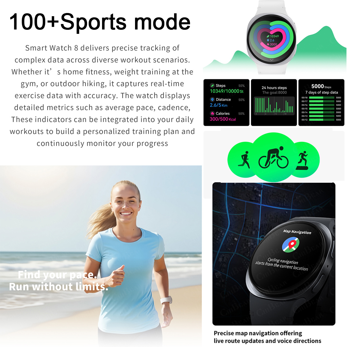 2026 New Watches 8 Mini GPS Tr - Outdoor Sport Smart Watch ulasan dan harga