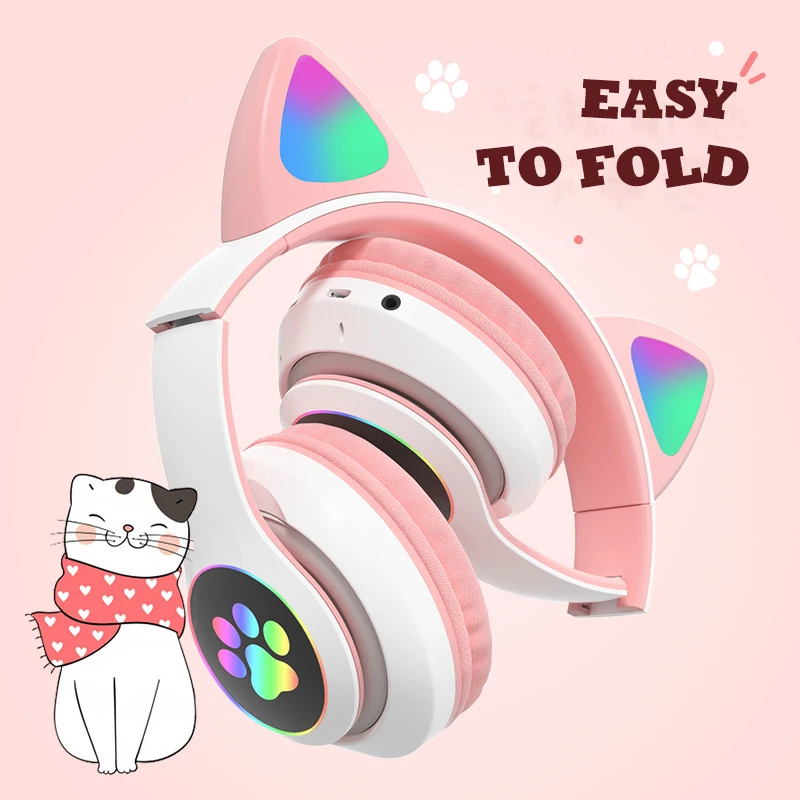 Flash Lamp Cute Cat Ears Headp - Outdoor Sport Activities For Kids ulasan dan harga