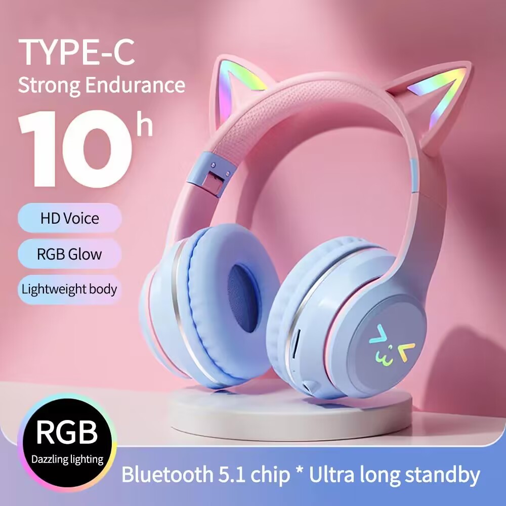 Wireless Headphones RGB Cute C - Outdoor Sport Activities For Kids ulasan dan harga
